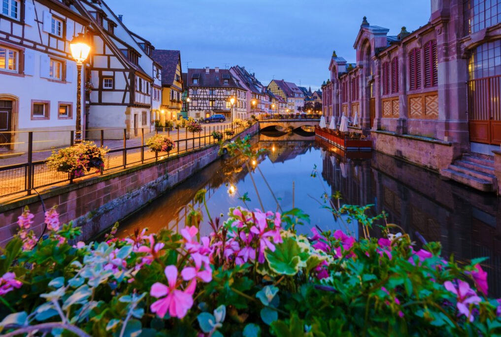 Colmar, Alsace, France. Petite Venice, water canal, and traditional half timbered houses. Colmar is a charming town in Alsace, France. Beautiful view of colorful romantic city Colmar with.