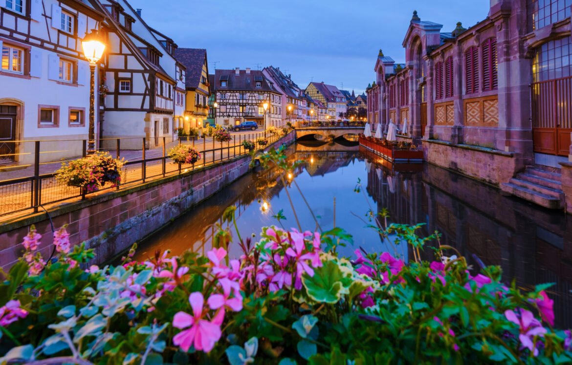 Colmar, Alsace, France Petite Venice, water canal, and traditional half timbered houses in Colmar Colmar, Alsace, France. Petite Venice, water canal, and traditional half timbered houses. Colmar is a charming town in Alsace, France. Beautiful view of colorful romantic city Colmar with.