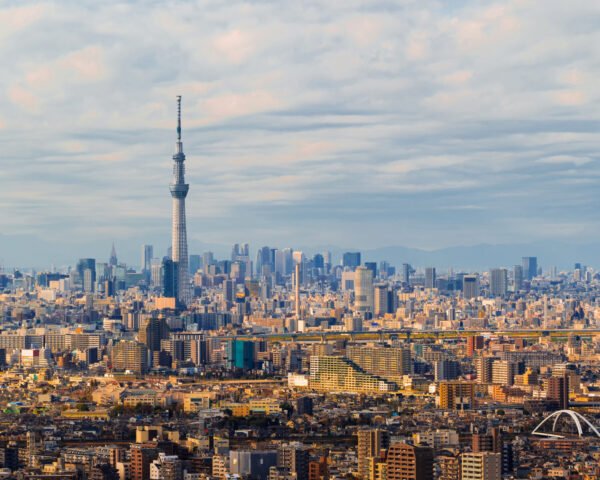 Aerial view of Downtown Tokyo . Financial district and business centers in smart urban city in Asia. Skyscraper and high-rise buildings. Japan