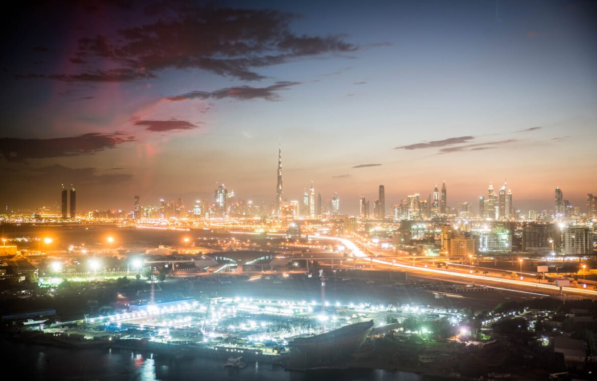 Dubai skyline at sunset