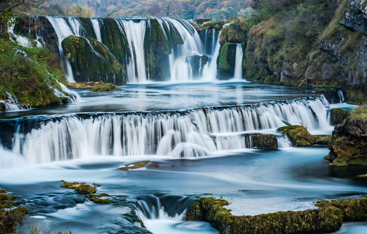 Strbacki buk waterfall in Bosnia Una National Park.