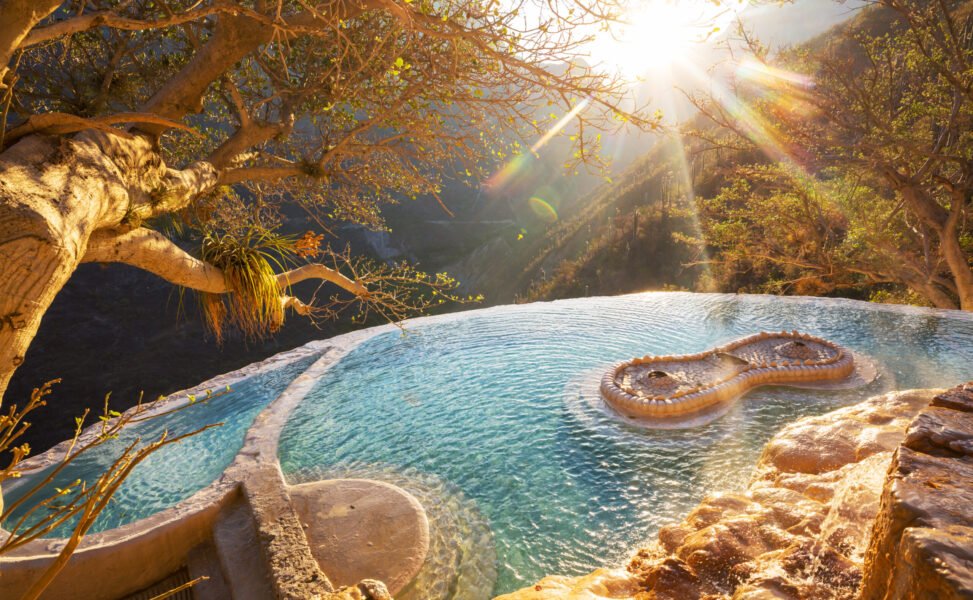 Unusual thermal pools Las Grutas De Tolantongo in Mexico
