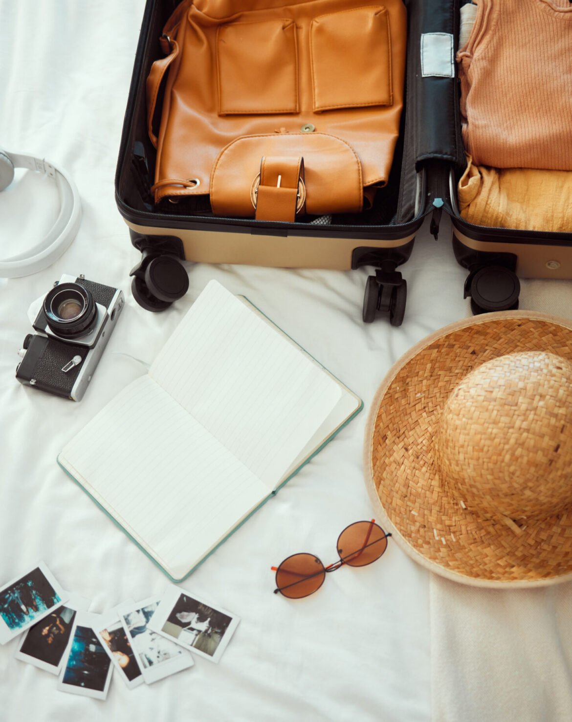 Backpacking, suitcase and equipment for summer travel, vacation or holiday getaway kit preparation .