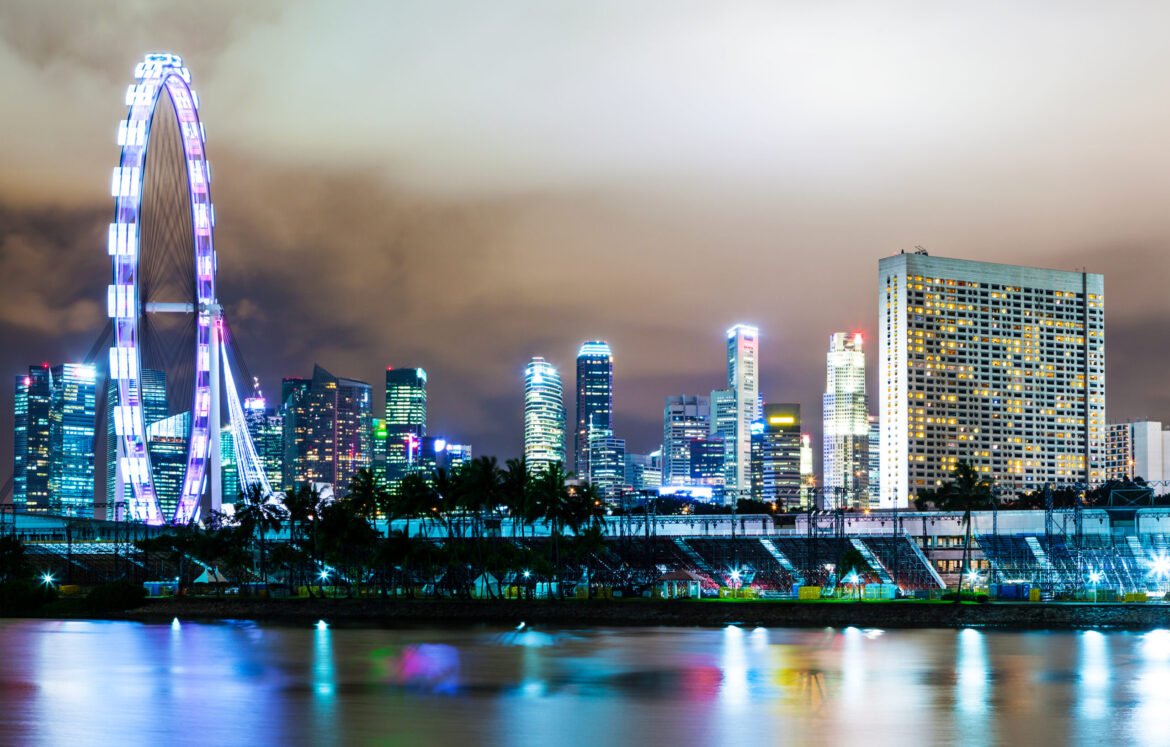 Singapore skyline at night